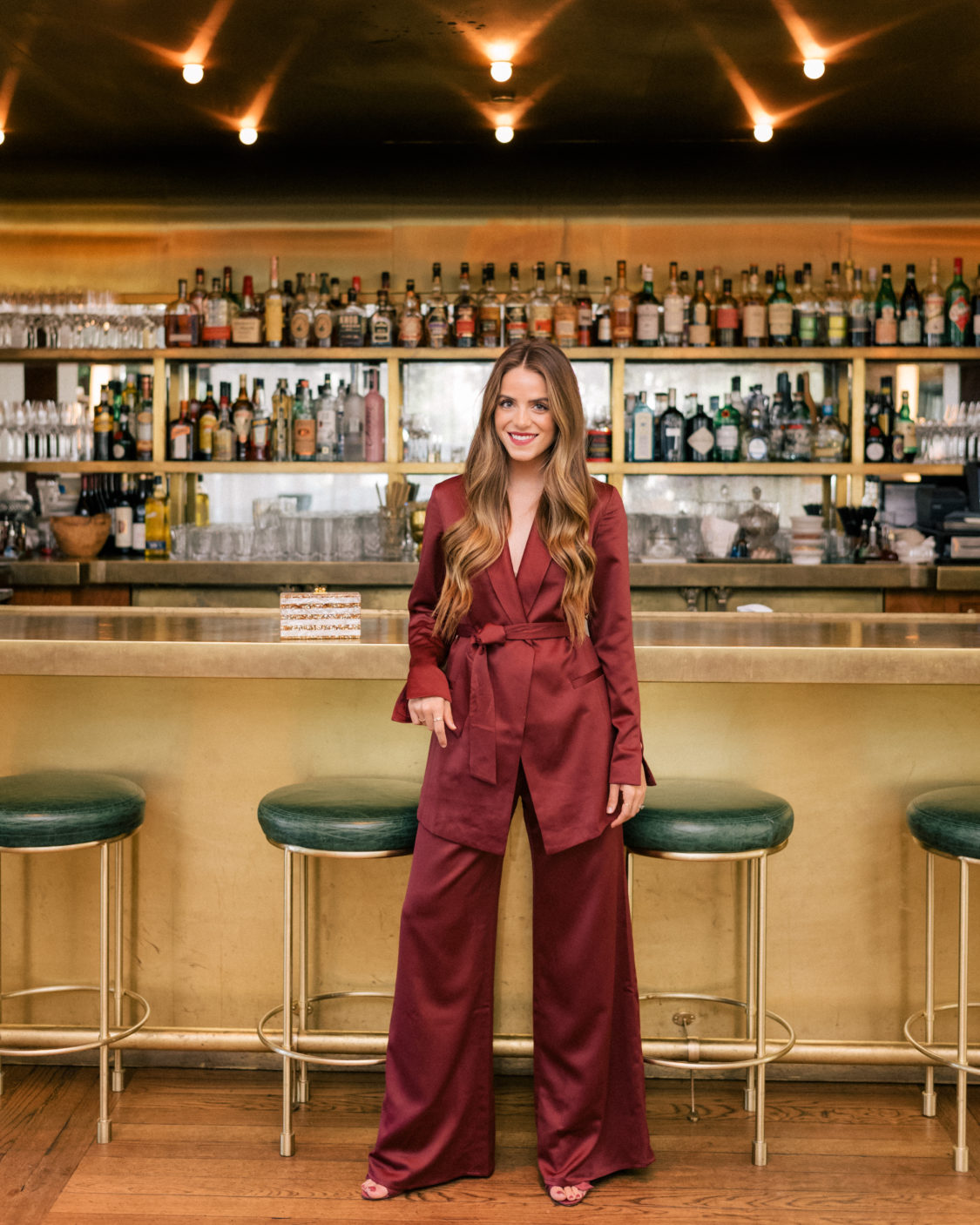 Julia Engel shares her daily look on Gal Meets Glam. Julia is wearing a Leith Blazer & pants, Alexandre Birman heels, and more. Click here to shop the look!
